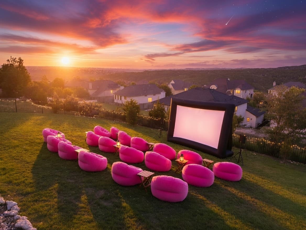 Outdoor movie setup 1 in Cedar Park